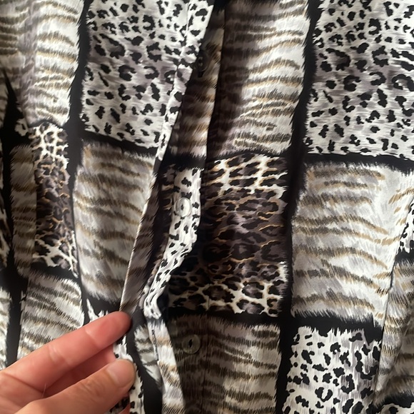 Vintage Kathy Che patchwork short sleeve button down blouse - Picture 4 of 5